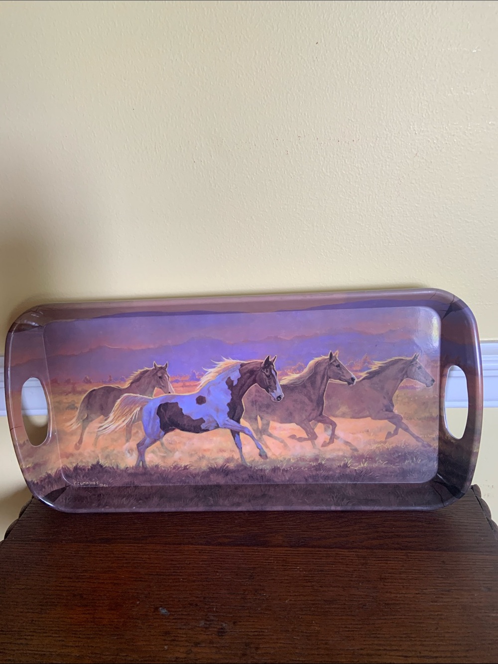 Western Chris Cummings Running Free Wild Wings Melamine Serving Tray Rare